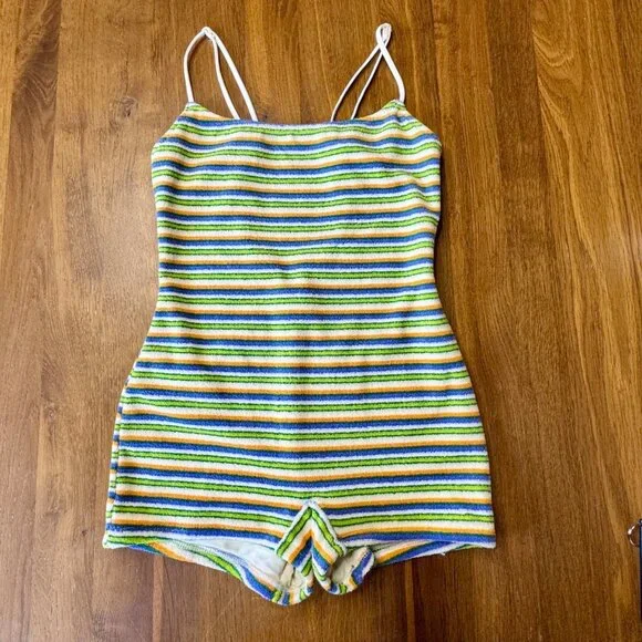 TRIANGL Retro Stripe Playsuit Womens XXS NEW Terry Cloth Swimsuit Coco Popi NWT - Picture 2 of 13